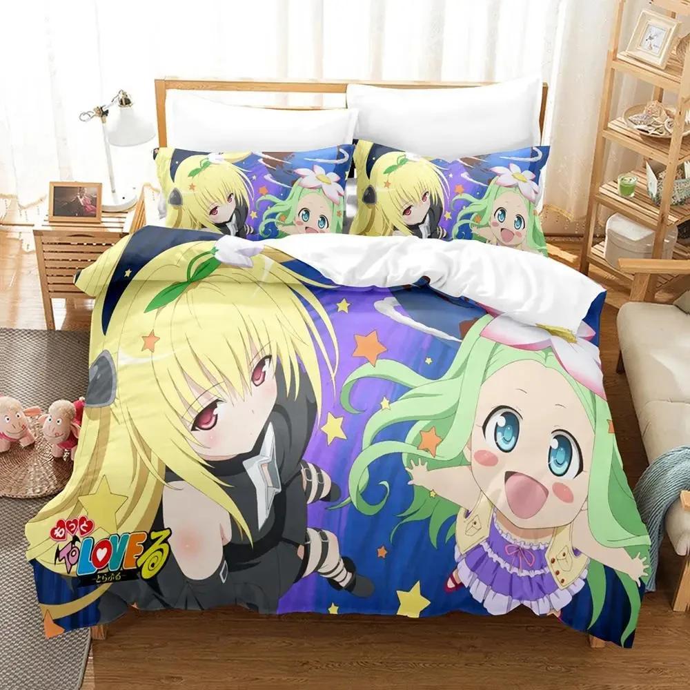 Anime Adult Boys Bedspread Single Double Queen King Size To Love Ru Duvet Cover Bed Set Quilt Cover Pillowcase