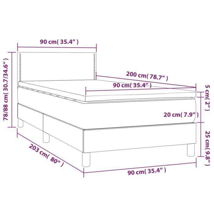 VidaXL Sommier à Lattes de Lit avec Matelas et LED, Lit Rembourré, Lit Simple, Lit Adulte de Chambre à Coucher Intérieur, 3134321