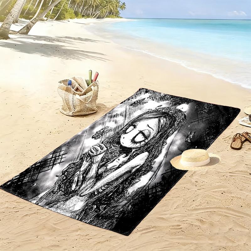 Leichenbraut Aufdruck Strandtuch, Großes Weiches Schnelltrocknendes Handtuch für Strand Camping Schwimmen