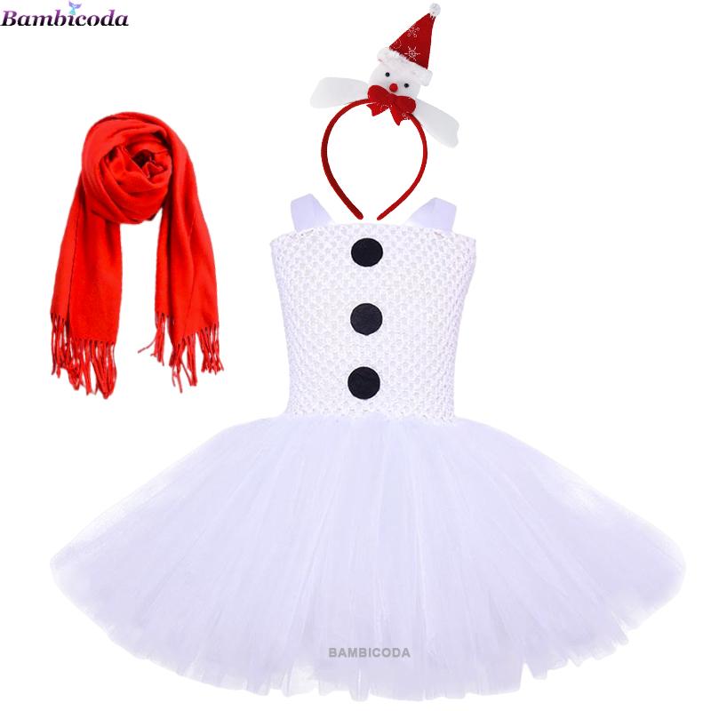 Meisjes Cosplay Sneeuwman Kostuum Podiumshow Optreden Kleding Mooie Tutu Jurk Feest Carnaval Halloween Kostuum Sneeuwman Poppen 3-10 Jaar S(2-3Y) white
