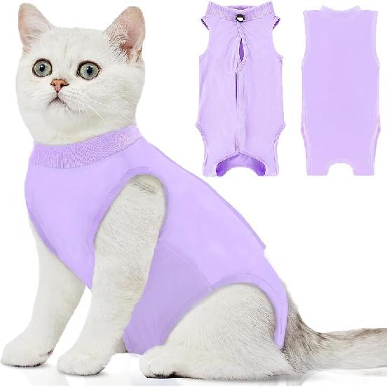 Katzen Genesungsanzug Weicher Katzen Operations-Genesungsanzug Katzen-Einteiler für Katzen nach der Operation, Kegel-E-Halsband-Alternative Leckschutz-Schutzanzug