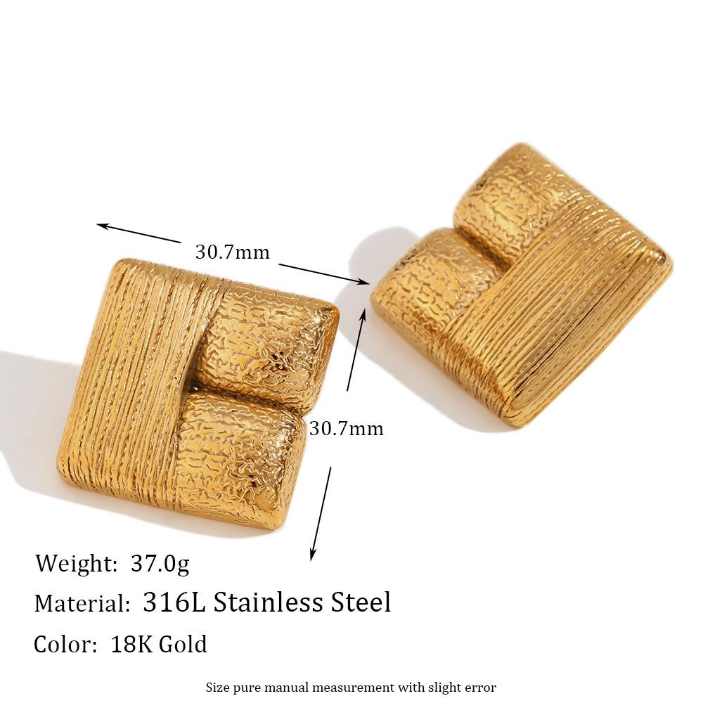 MamacitaSlay Unique Design 18K Gold Plated Stainless Steel Asymmetric Earrings Banquet Waterproof Jewelry Women's Charm Gift