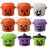 Halloween Trick or Treat Buckets with Handle Portable Plastic Candy Holder Small Pumpkin Pail for Children Halloween Party Supplies