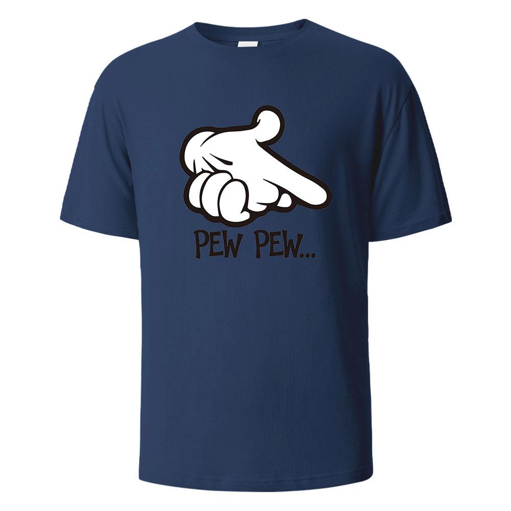 Pew Pew Print TShirt 100 Cotton Summer Tees For Men Women Oversize Casual Tops