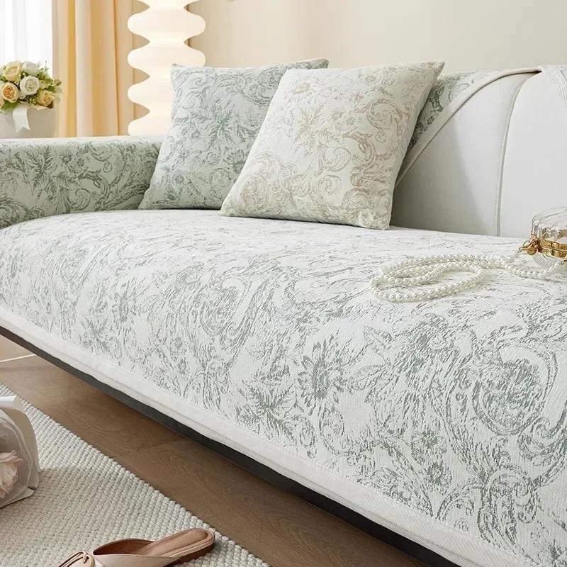 Four Seasons Abstract Painting Chenille Sofa Mat Anti Slip New Vintage Sofa Cover Messy Floral Seat Cushions Slipcover covers