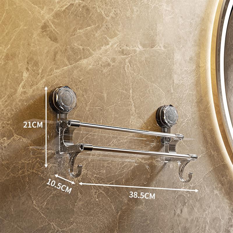 Suction Cup Towel Rack Household Bathroom Towel Storage With Hook Dry And Wet Towel Dual Use Light Luxury Bathroom Storage
