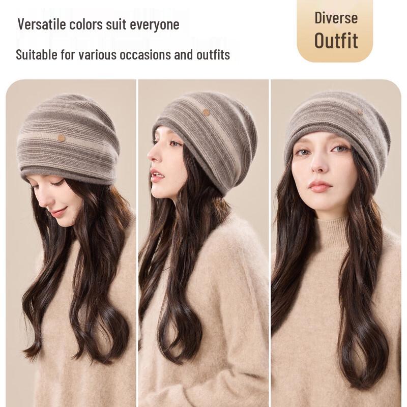 JIUMU Women's Pure Cashmere Knitted Winter Hat