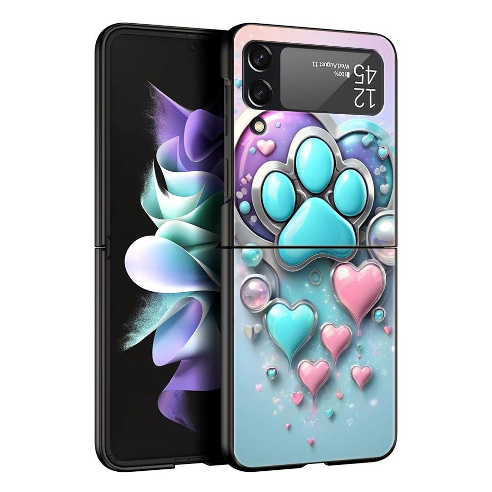 Og Paw Print Aesthetics Hard PC Phone Case For Samsung Galaxy Z Flip 7 6 5 4 Black Cover For Galaxy Z Flip 3 Foldable Fundas Bag