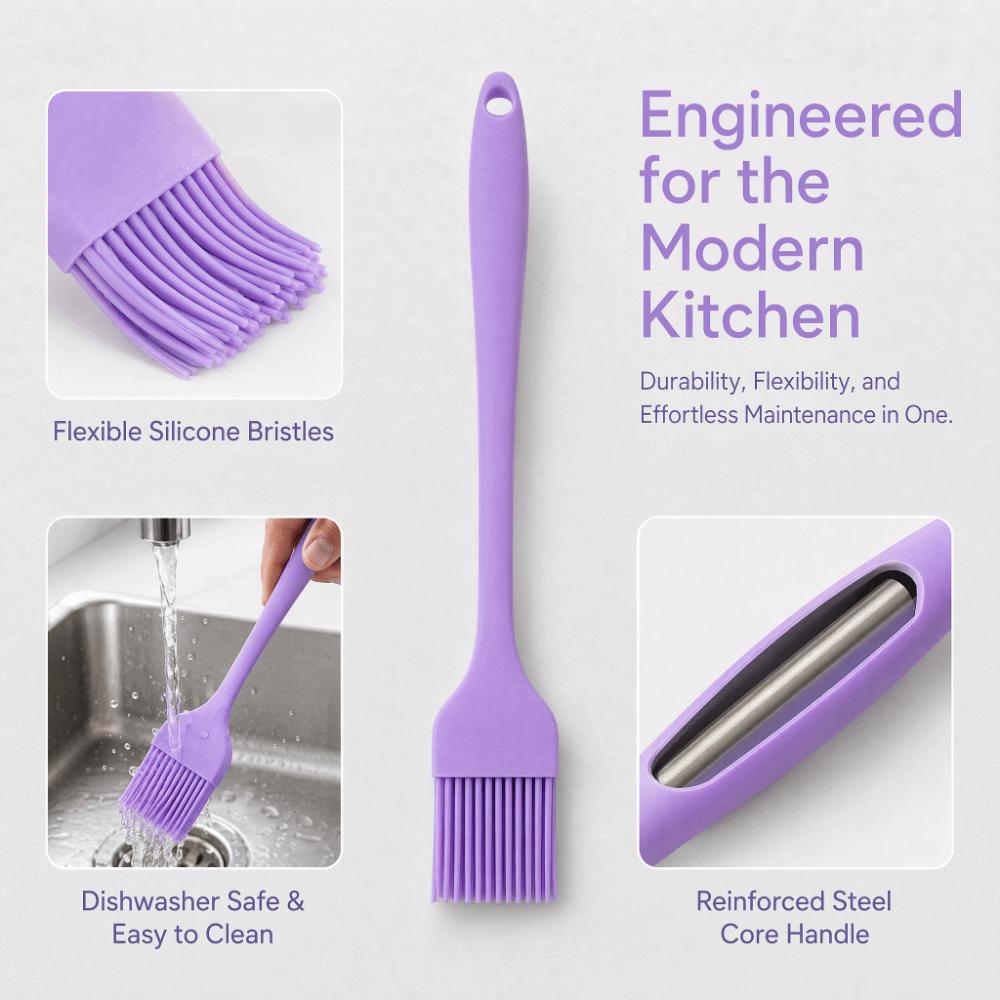3pcs Food Grade Silicone Kitchen Food Brush Hanging Hole Baking Brush Cooking