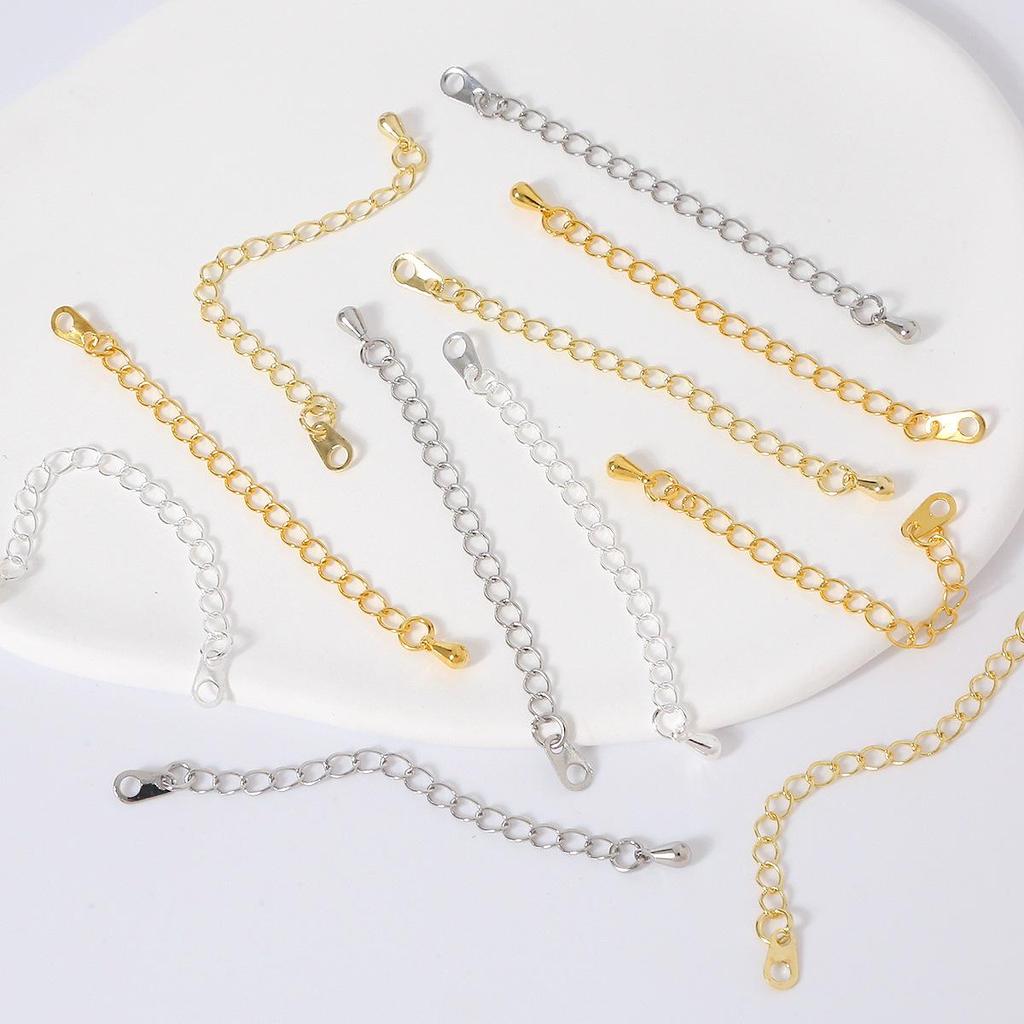 18K Vergoldete Kupfer Verlängerungskette Armband Halskette mit Tropfenende und Anhänger - 5cm DIY Schmuckzubehör