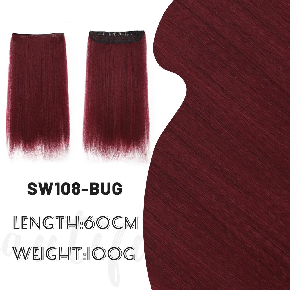 Synthetic Black Long Straight Clip Extension Hair 24 Inch Women's Wig 5 Clip High Temperature Wig