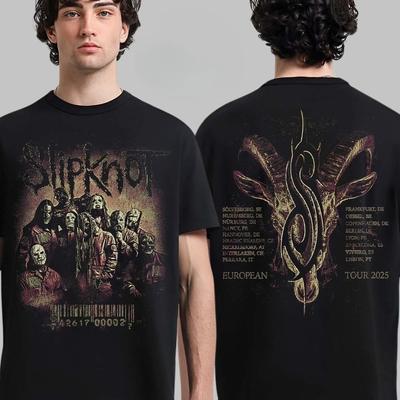 New Slipknot 2026 European Tour Merch Band Photo Two Sided Unisex Tshirt High Quality Is for Both Men and Women Y2k Cotton Tees