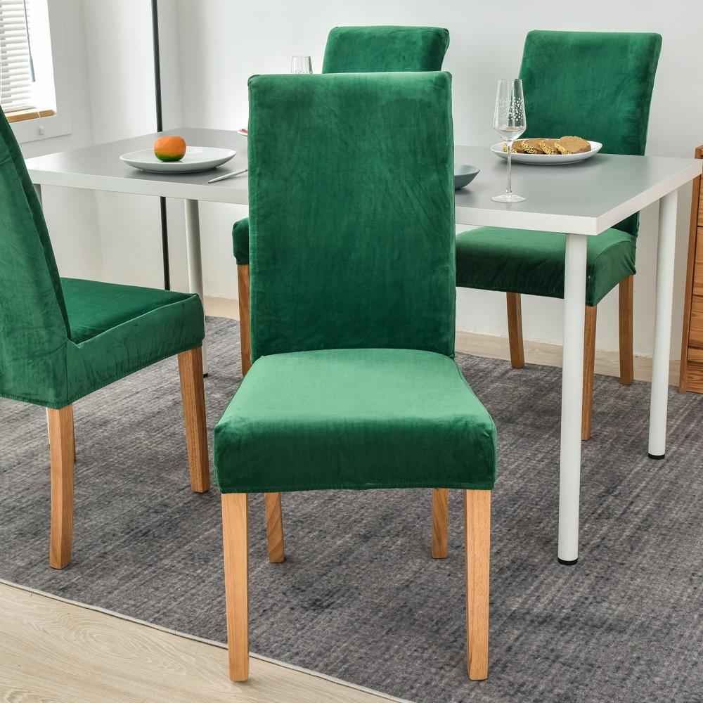 Velvet Plush Stretch Chair Slipcover Elastic Spandex Chair Cover for Dining Room Kitchen Wedding Banquet Hotel Housse De Chaise