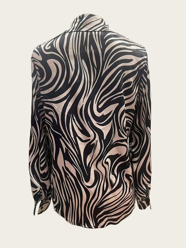 Women's everyday blouse with a zebra pattern, suitable for parties and dates, business office wear, and versatile everyday fashionable clothing.