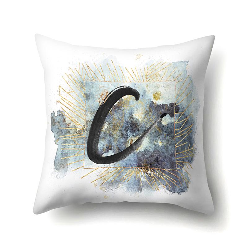 Polyester Pillowcase Home Car Decoration Printing Pillowcase 26 English Letters Sofa Cushion Cover