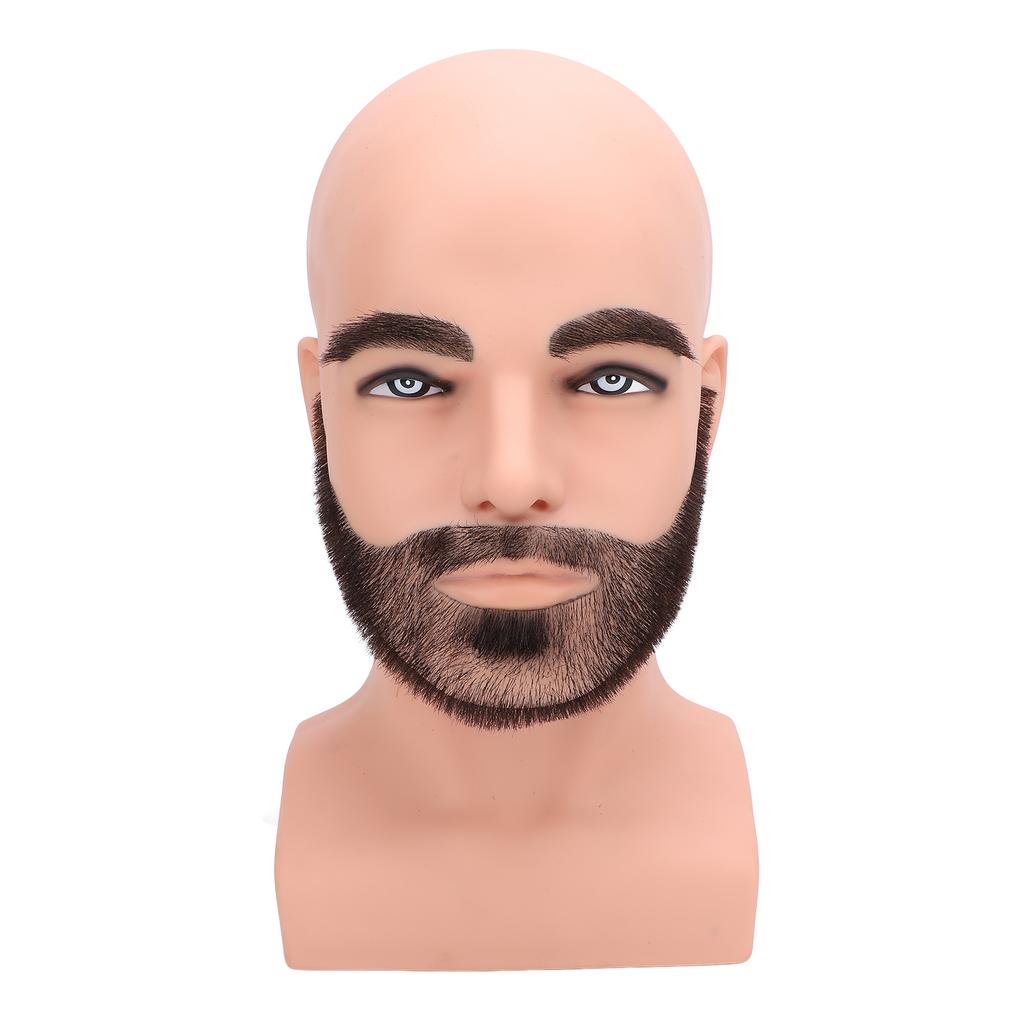 Mužská holá manekýnová hlava s plnovousem obočím pryskyřice PVC realistická kadeřnická cvičná holá hlava