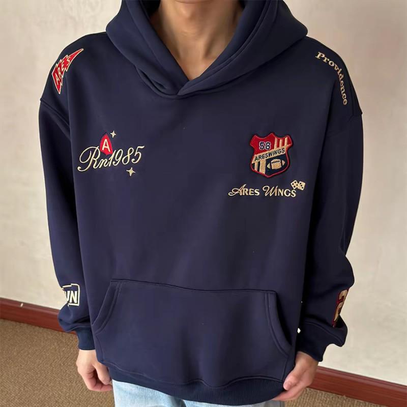 Mens Womens Oversized Hooded Sweatshirt Casual Streetwear Retro American Style Long Sleeve Pullover