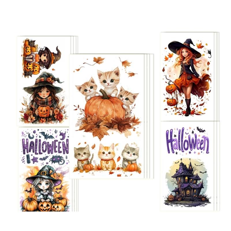20 Pcs Clay Water Transfer Sticker Set Colorful Halloween Patterned Sticker For Pottery Fridge Art And Home Decoration