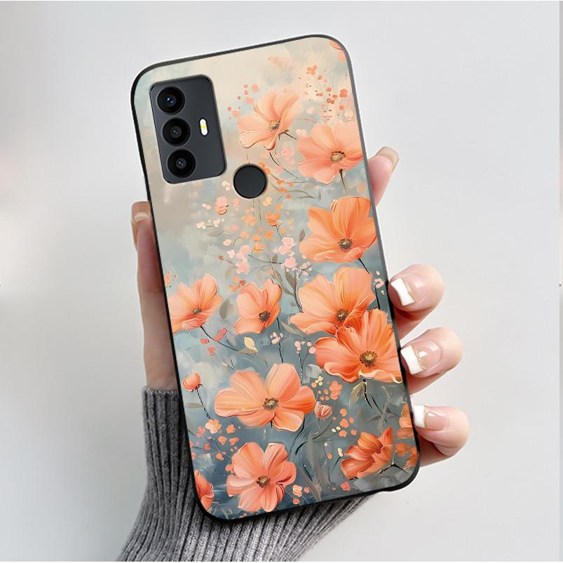 For TCL 30 SE 30E 306 305 Case 6165D 6102H 6102A 6102D Phone Cover Fashion Butterfly Flowers Black Soft Silicone Casing Bumper