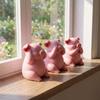3PCS Miniature Piggy Statue 3D Printing Piggy Figurine Pig Ornament  Desk Decoration