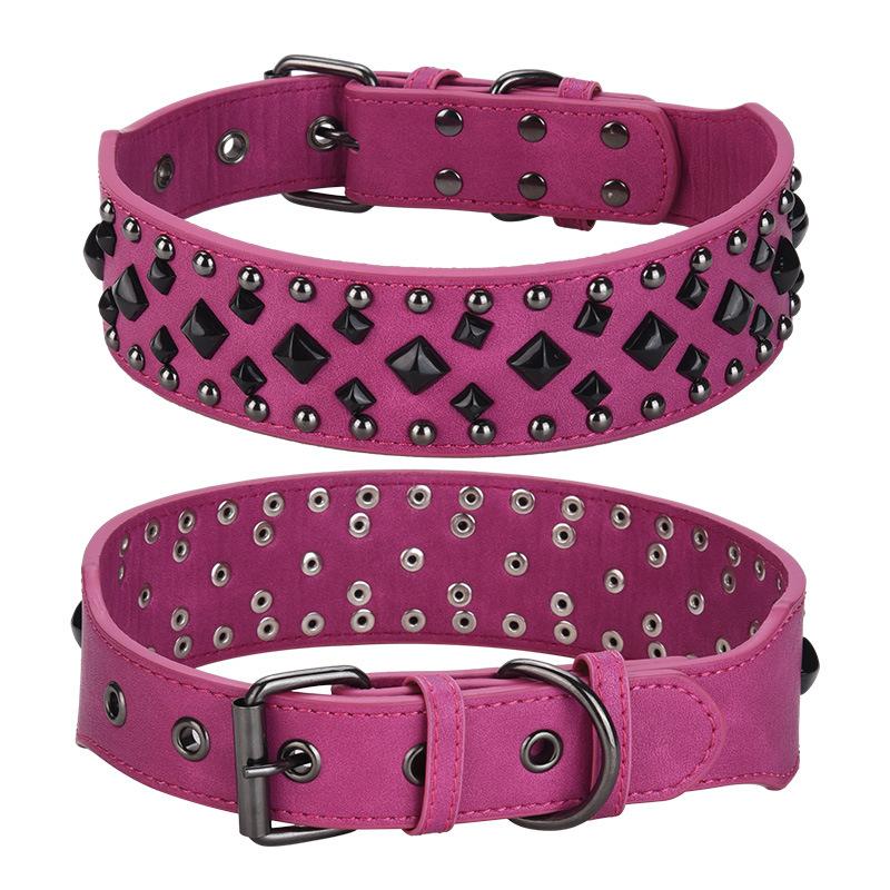 

Ошейник для питомца Большой Собачий Панк Ошейник с заклепками Шипованный Кожаный Ошейник для Собаки Защита от укусов L 66*5.0