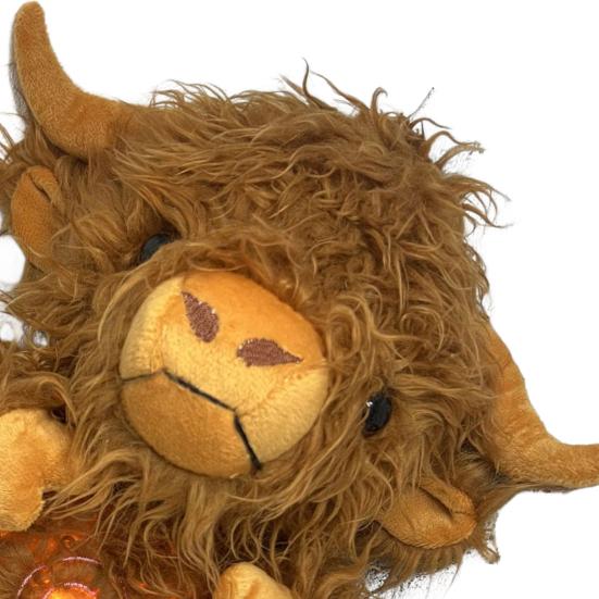 Baby Breathing Highland Cow Plush Toy with Soothing Music Light Musical Cattle Plushie Stuffed Animal Calming Doll Soother Newborn Infant