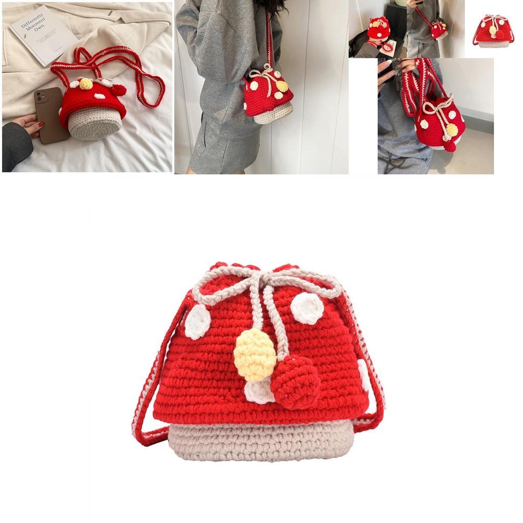 Cute Breathable Crochet Mushroom Bag For Children Soft Mini Backpack Ideal For Everyday Fun