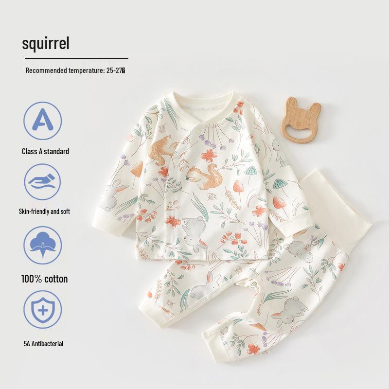 Jingqi Kids' Quilted Cotton Underwear Set - Warm Autumn/Winter Pants & Top for Boys and Girls