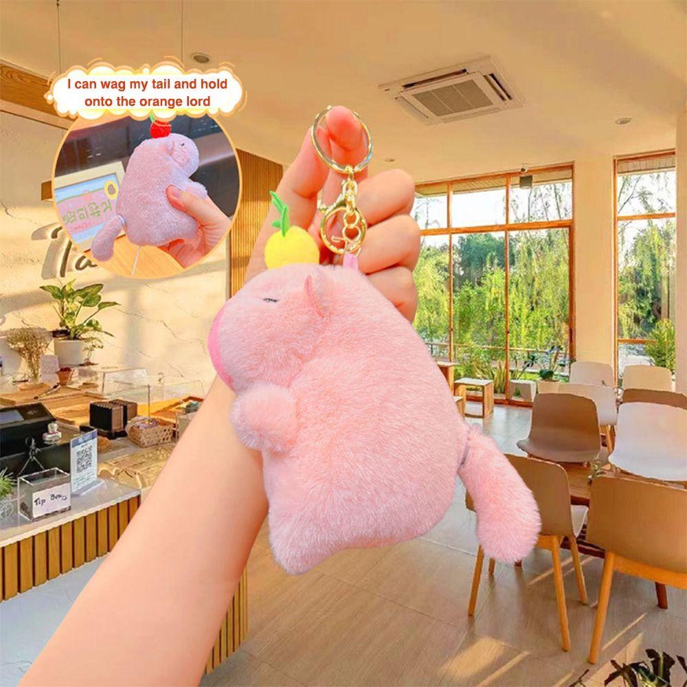Plush Wagging Tail Capybara Doll Cute Fluffty Animal Doll Creative Cartoon Capybara Doll  Kids Toy