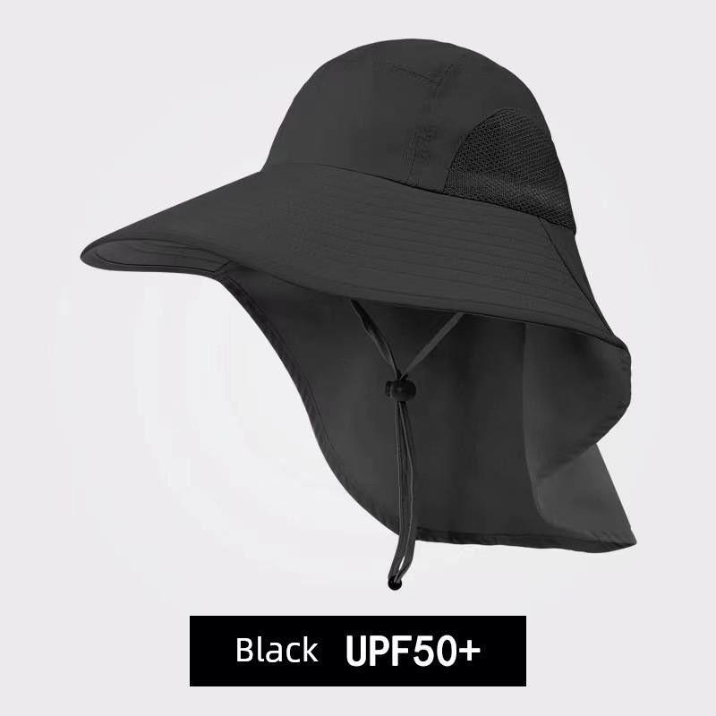 

Summer Sun Protection Tea Picking Hat Sun Hat Big Brim Hat Fishing Hat Travel Men Outdoor Sun Hat Waterproof Fabric-Black One size