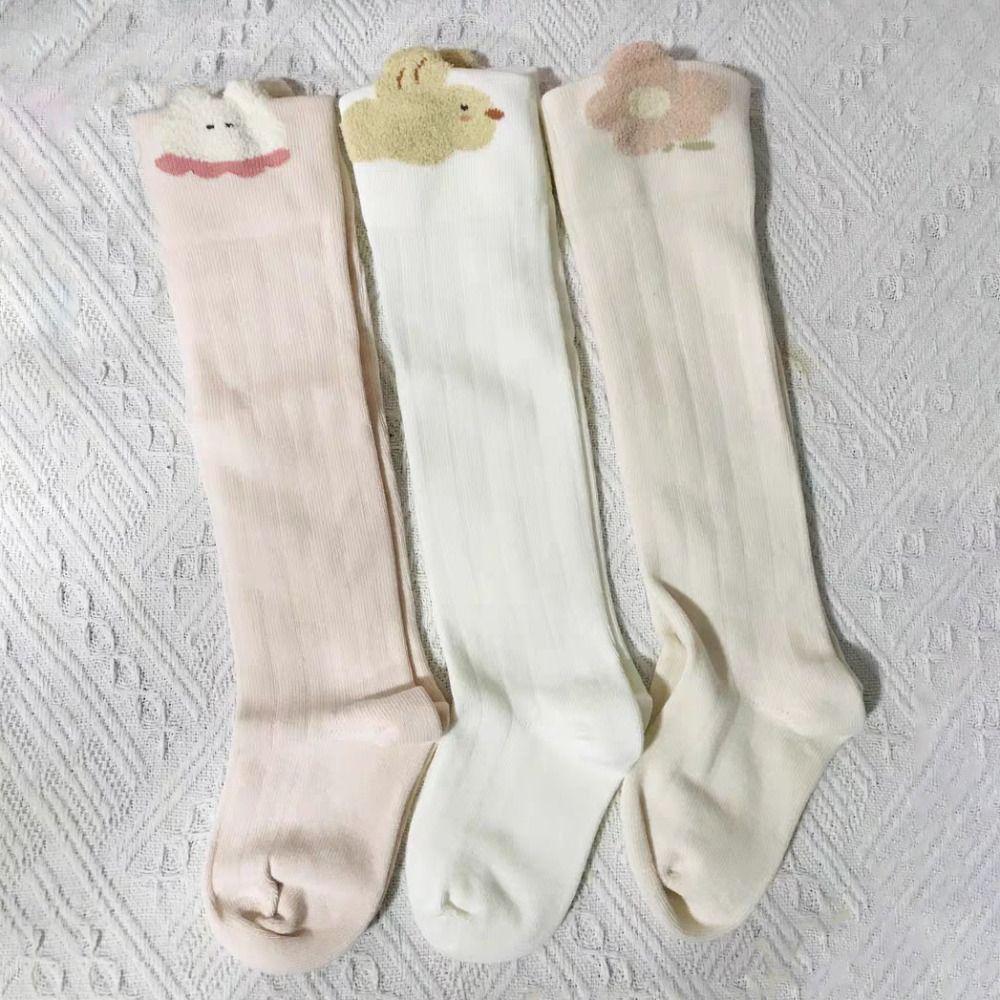 3Pairs Long Tube Infant Cotton Stockings Cotton Cartoon Above Knee Socks Calf Socks Baby  Girls
