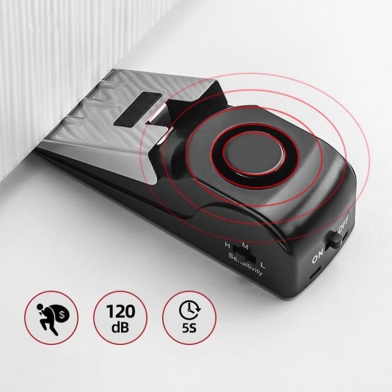 3pcs Upgraded Door Stopper Alarm Portable 120db Wedge Security Floor Door Stops Adjustable Sensitivity for Home Dormitory Travel