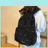 Black Large Capacity Campus Backpack Unisex Travel Bag Waterproof Nylon Material