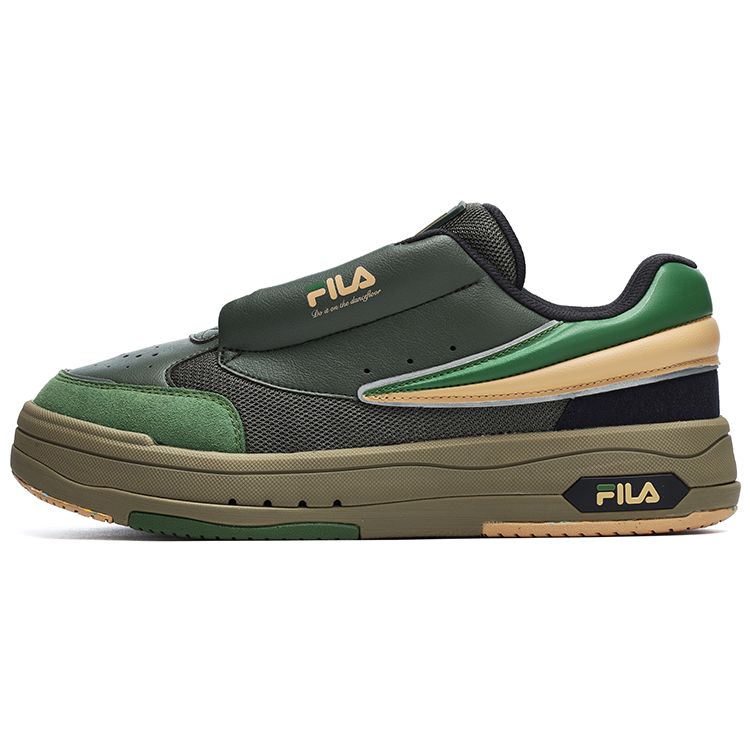 Fila Mix Thyme Thick Sole Wear-Resistant Height-Increasing Low-Top Skate Shoes Men Sneaker Black Green Yellow F12M244201FTM
