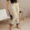 Damen Cargohose Unifarbe Mittelhoch Knopf Reißverschluss Verschluss Lässige Hose Mehrere Taschen Design Elastische Bündchen Lange Hose