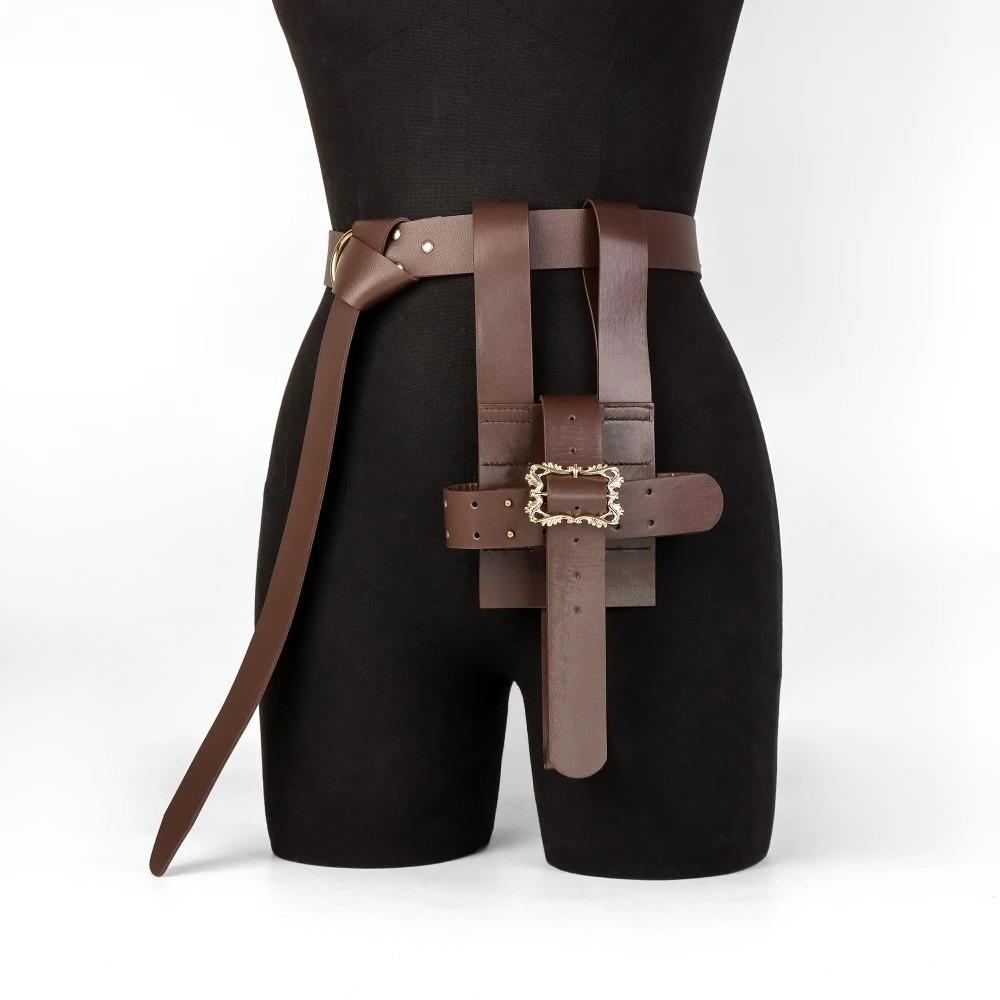 Not with Book Medieval Waist Belt PU Leather Book Pouch Set Stage Performance