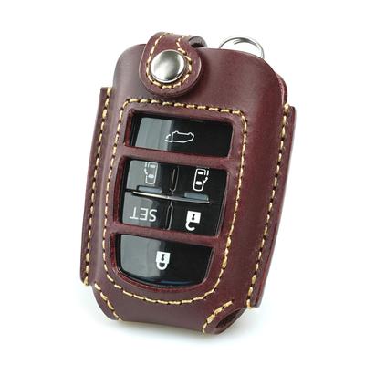 [Kecha-ya] Genuine Leather Smart Key Case for Toyota Compatible with Alphard, Vellfire, Noah, and Voxy (toyot@a-av6B) (Wine/Beige)