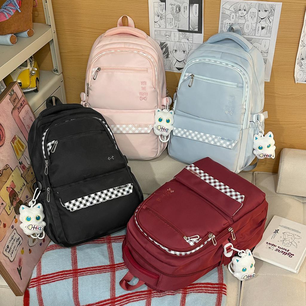 Schoolbag Backpack Junior high school students Large capacity campus leisure school bag Men's and women's outdoor simple sports travel backpack