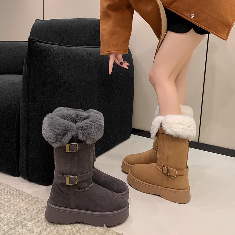Women's thick-soled one-step fashion winter lightweight warm anti cold snow boots non-slip casual sneakers long cotton boots