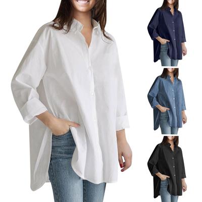 Women's Office Long Sleeve Button Front Shirt Women's Shirt Loose Casual Top