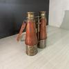 Victorian Marine Brass Orange Leather Binocular with Leather Case Sailor Instrument Home Table Decor