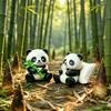 2pcs Creative Mini Panda Car Decor Figurines, Retro Bohemian Festival Design, Exquisite Detailed Print Durable Plastic Ornaments