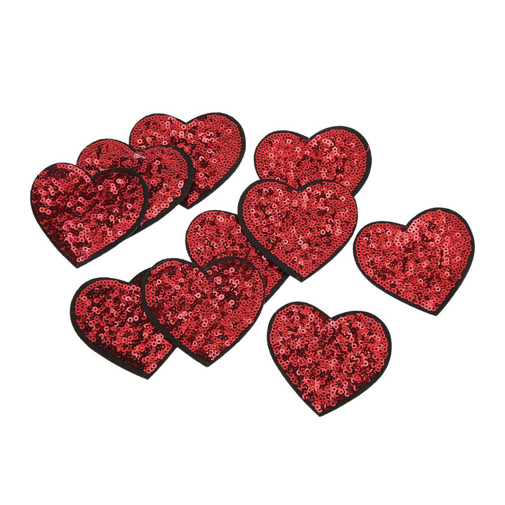 10PCS Red Heart Patch DIY Sewing Cotton Ironing On Patch Embroidered Applique for Sewing Wedding