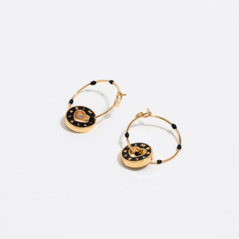 BIMBA Y LOLA [25FW] BIMBA Y LOLA Black Logo Hoop Earrings B256AIW006BKF