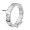 European & American 4MM Zircon Trio Tone Stainless Steel Couple Ring