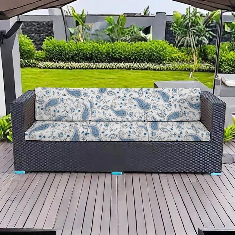 Patio Waterproof Printing Sofa Seat Furniture Protector Slipcover Stretch Sofa Cushion Cover with Elastic Bottom for Living Room