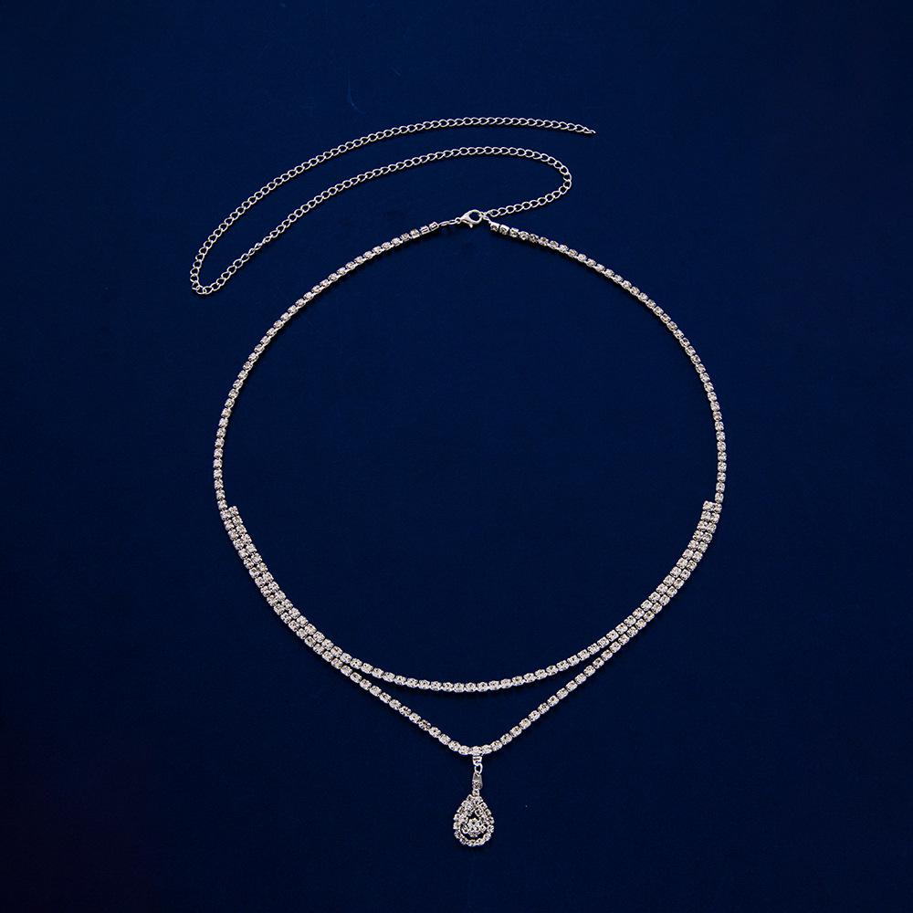 Rhinestone Water Drop Waist Chain with Claw Pendant