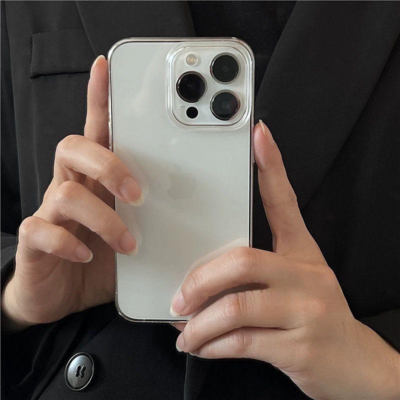 Glossy Silicone Phone Case for Apple iPhone16promax-Pure Color Soft Silicone Glossy Anti-Fall Cover for