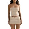 Women's Solid Color Sleeveless Line Top Top Slim Short Skirt Short 2-piece Set