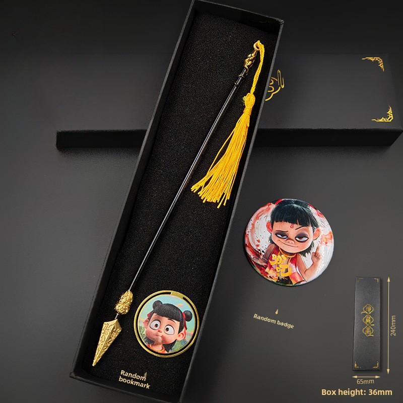 24cm/60.96in Fire Spear Anime Peripherals Nezha: The Demon Child’s Rebellion Gift Box Metal Katana Props Boy Collectible Toys